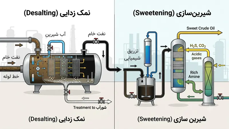 تفاوت نمک زدایی نفت خام و شیرین سازی نفت