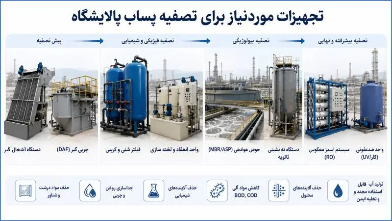 تجهیزات موردنیاز برای تصفیه پساب پالایشگاه