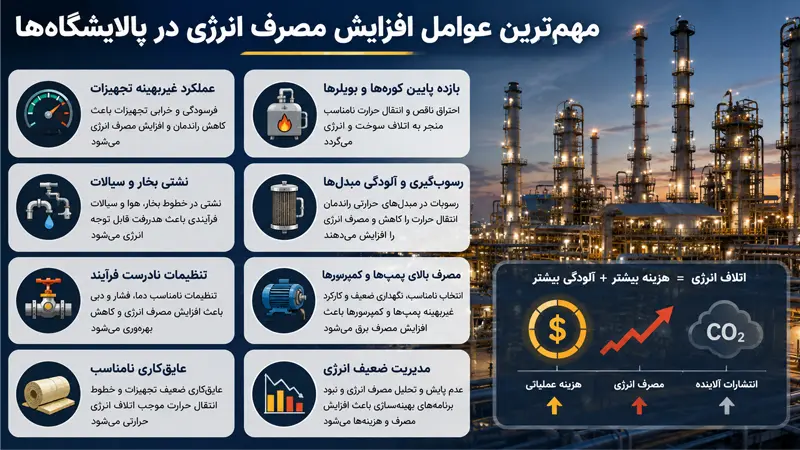 عوامل افزایش مصرف انرژی در پالایشگاه‌