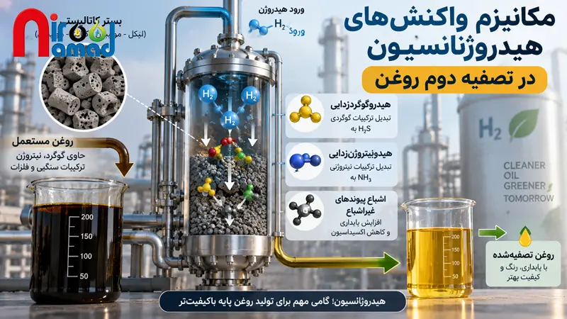 مکانیزم واکنش هیدروژناسیون در تصفیه دوم روغن